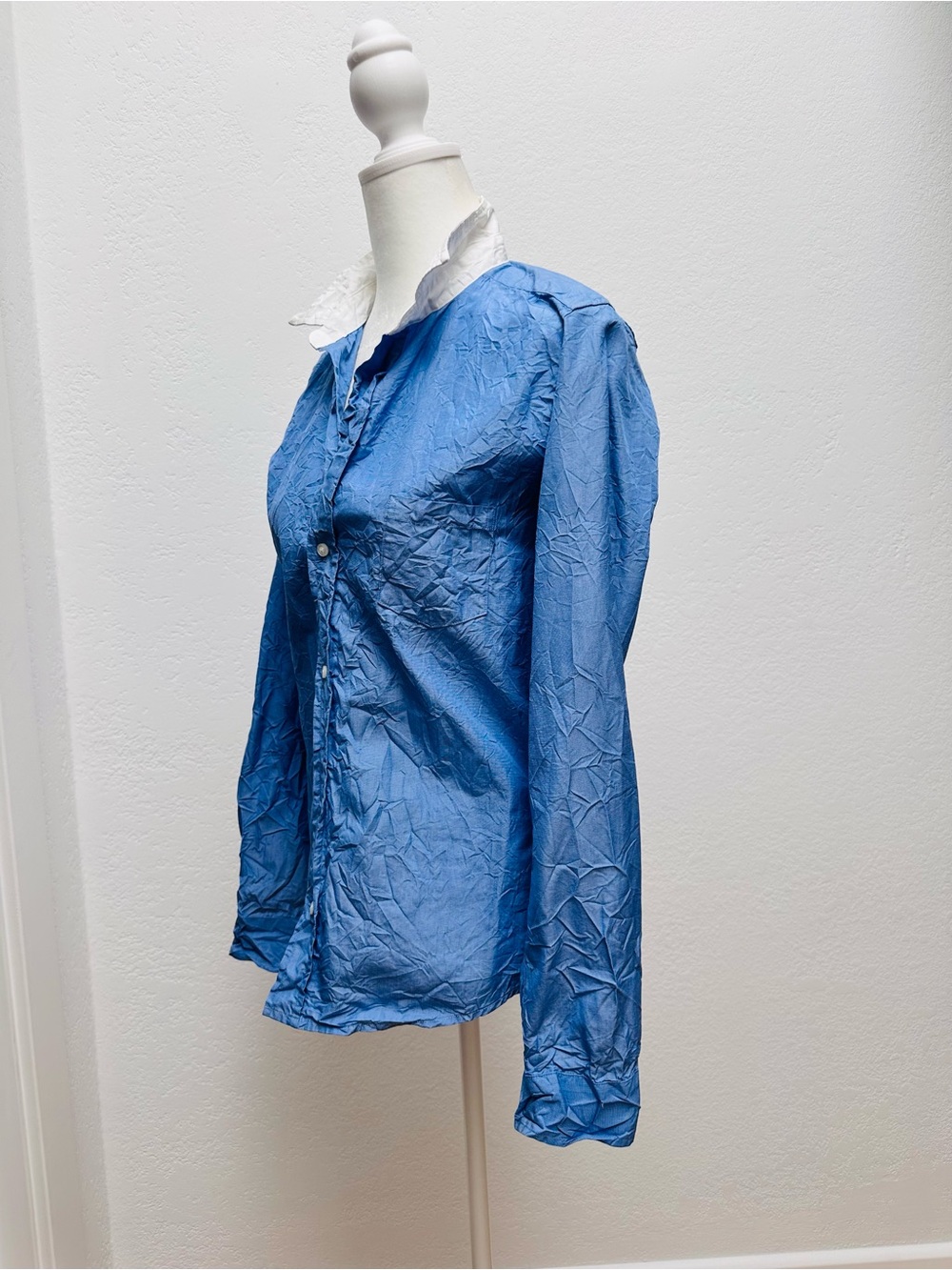 Frank & Eileen Light Blue Shirt with White Collar 100% Cotton - Picture 3 of 9